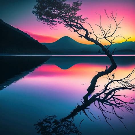 Premium AI Image | Lake Wanaka tree classic shot during a bright and ...