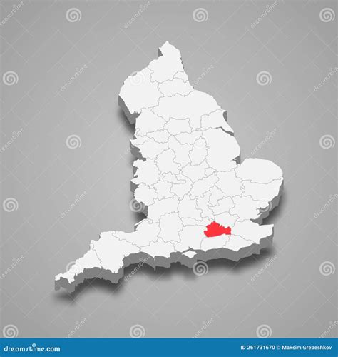 Surrey County Location within England 3d Map Stock Illustration - Illustration of division ...