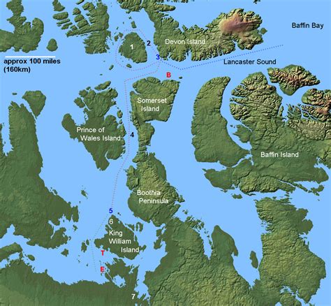 John Franklin and the Arctic Northwest Passage Lost Expedition Map