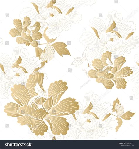 Gold floral pattern vector. Chinese flower background. pattern#floral# ...