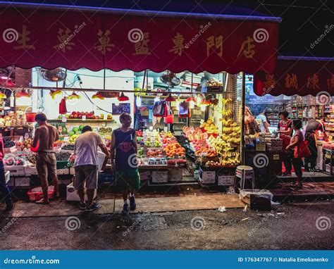 Hong Kong Night Food Market Editorial Photography - Image of asian, color: 176347767