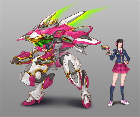 D.Va Schoolgirl Mech Skin Art - Overwatch Art Gallery