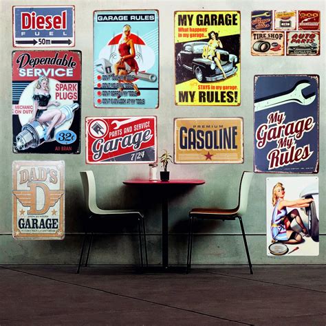 Wholesale GARAGE Rules Vintage Metal Tin Signs Home Decor Shabby Chic ...