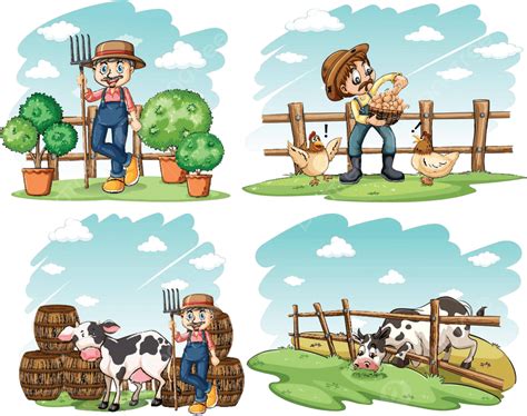 Farmers And Farm Animals Male Man Agriculture Vector, Male, Man, Agriculture PNG and Vector with ...