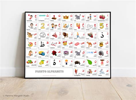 PASHTO Alphabet CHART With Words and English Translations Printable Art, PASHTO Language Digital ...