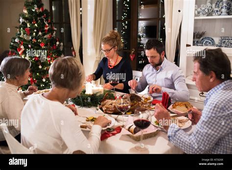 Beautiful big family celebrating Christmas together Stock Photo - Alamy