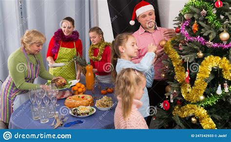 Happy Family is Preparing for Celebration New Year Together Stock Image - Image of smart ...