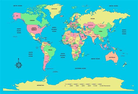 Country Labeled World Map