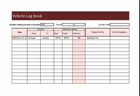 Car Maintenance Record Book ~ Excel Templates