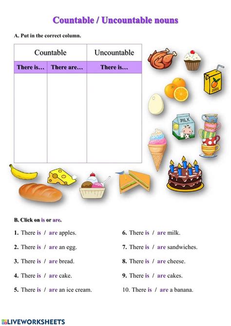 Countable and Uncountable Nouns Worksheet