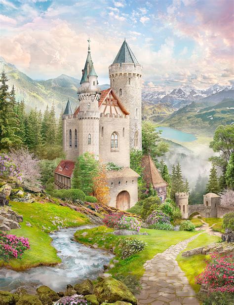 ArtStation - landscape with a castle, Eugene Alekseev | Fantasy landscape, Castle painting ...