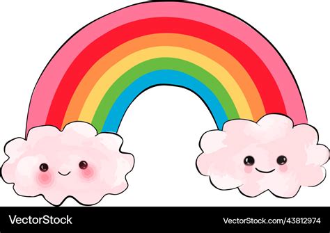 Cute rainbow isolated on white background cartoon Vector Image