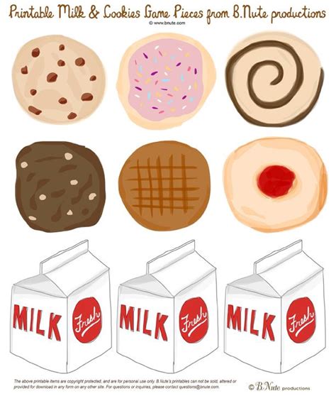 Free Printable Milk and Cookies Party Game Pieces from B.Nute productions The gang has arrived ...