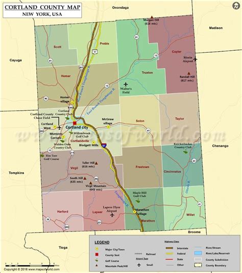 Cortland County Map | Map of Cortland County New York