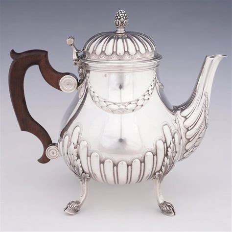 Antique French Sterling Silver Teapot or Coffee Pot | Hoof Feet, Empire Style Acanthus & Gadroon ...