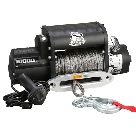 Bulldog Winch 10017 10000lb Winch w/5.8hp Series Wound, Integrated, 100ft Synthetic Rope, Alu Frl