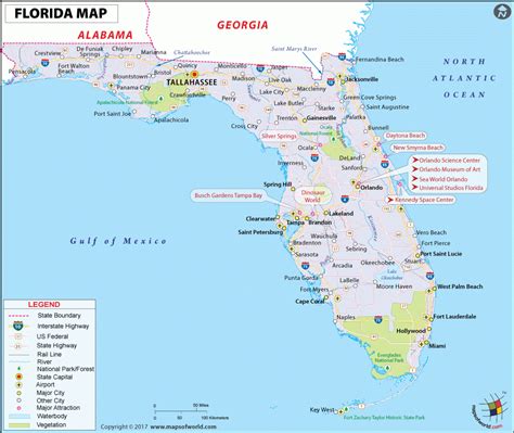 Florida State Map With Major Cities And Travel Information - Florida ...