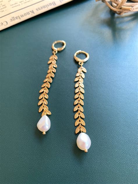 Women Wheat Earrings Golden Dangle Hoop Earrings 14k Gold Plated Earrings Vintage Earrings ...