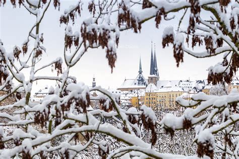 Luxembourg city snow in winter – Stock Images Luxembourg