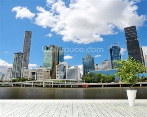 Brisbane Cityscape Wallpaper Wall Mural | Wallsauce Australia