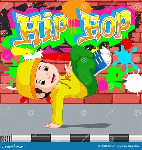 Kids dancing hip hop stock vector. Illustration of break - 100135796