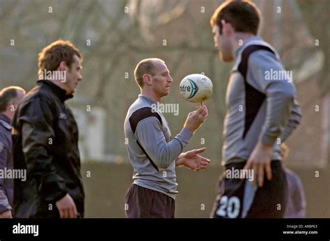 Wales Rugby Captain Gareth Thomas With Ball during Rugby Union Training Sophia Gardens Cardiff ...