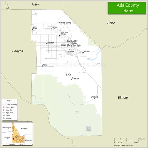 Map of Ada County, Idaho - Where is Located, Cities, Population ...