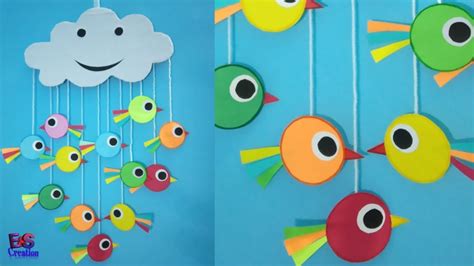 paper bird wall hanging||diy easy beautiful paper craft badal wall decor|| - YouTube