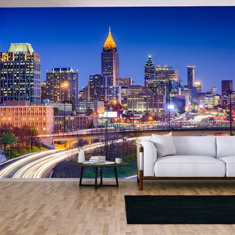 Atlanta Georgia USA Downtown Skyline Wallpaper Living Room - Etsy