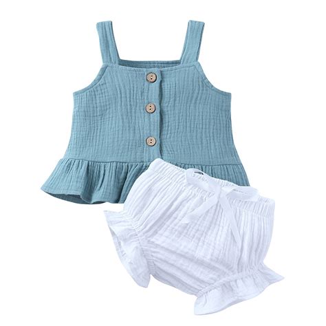 Girls Clothes Size 14-16 Baby Girls Cotton Linen Summer Ruffled Strap Sleeveless T Shirt Tops ...