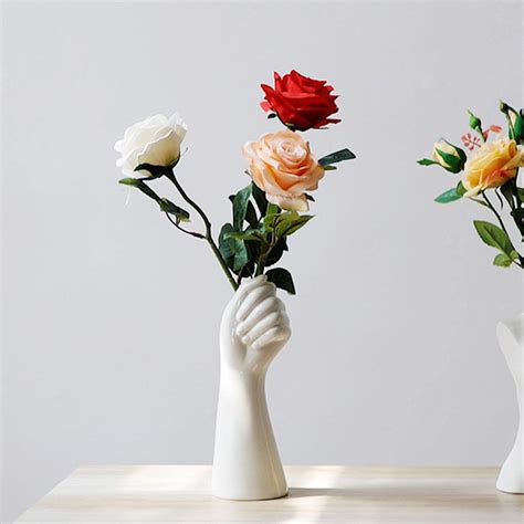 Buy 9 Inch Modern Art Ceramic Flower Vase Hand Holding s Flower ...