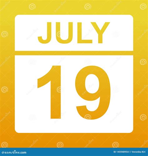 July 19. Day on the Calendar. Stock Vector - Illustration of month, flat: 145948954