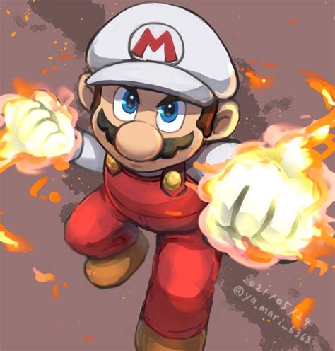 an image of mario running with fire in his hand