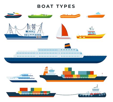 Premium Vector | Boat and ship types set