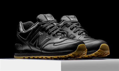 New Balance 574 Black Leather Gum - Sneaker Bar Detroit