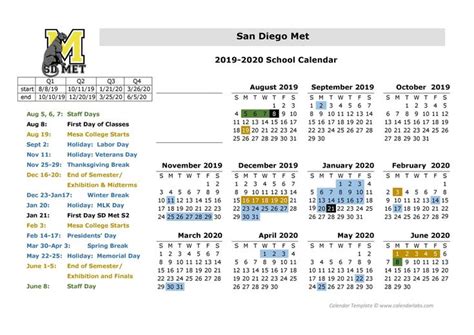 San Diego Unified School District Calendar | San diego, School district, School calendar