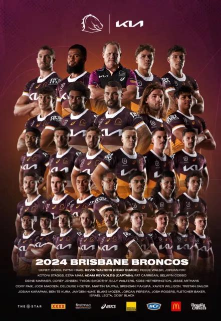 BRISBANE BRONCOS 2024 LAMINATED NRL rugby TEAM PLAYERS poster,nrl RUGBY 2 $18.99 - PicClick AU