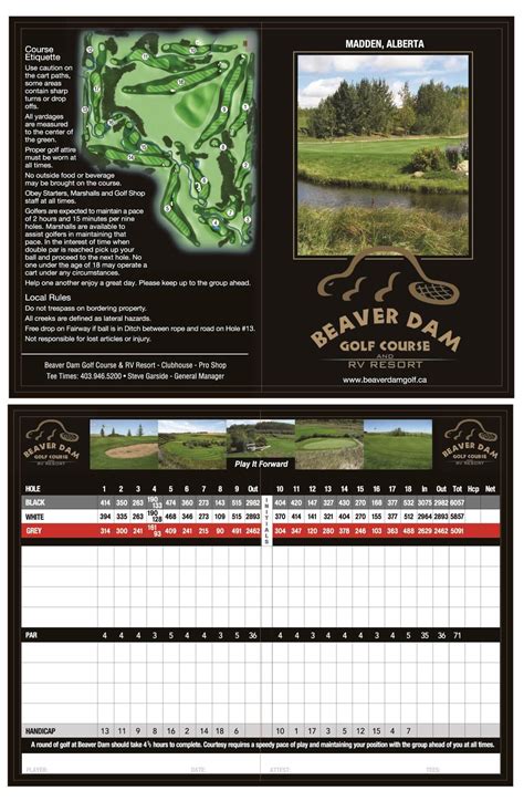 Course Scorecard - Beaver Dam Golf Course