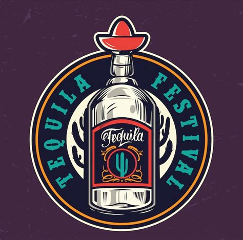 Free Vector | Mexican tequila festival colorful round label