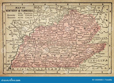 Kentucky And Tennessee Map Stock Photos - Image: 13320583