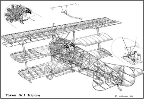 A. L. BENTLEY DRAWINGS | Fokker DR1 Triplane