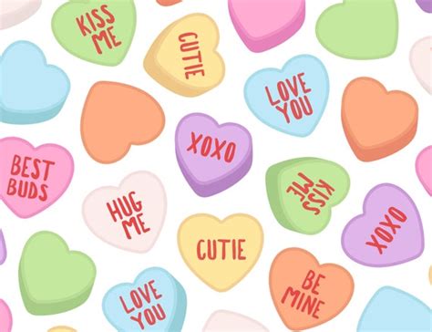 Conversation Heart Candy Heart Clipart Rainbow Valentine | Etsy