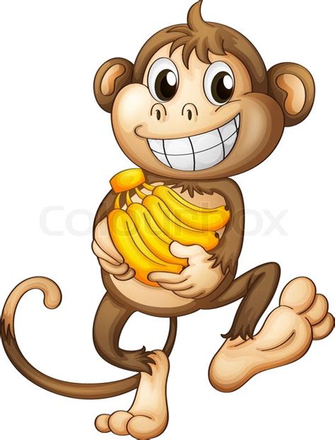 A happy monkey with bananas | Stock vector | Colourbox