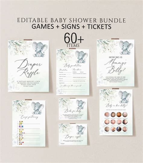 Elephant Baby Shower Games Printable Game Bundle Elephant Baby - Etsy