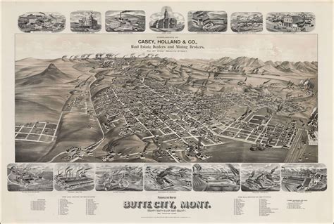 Remarkable bird's-eye view of Butte City, Montana - Rare & Antique Maps