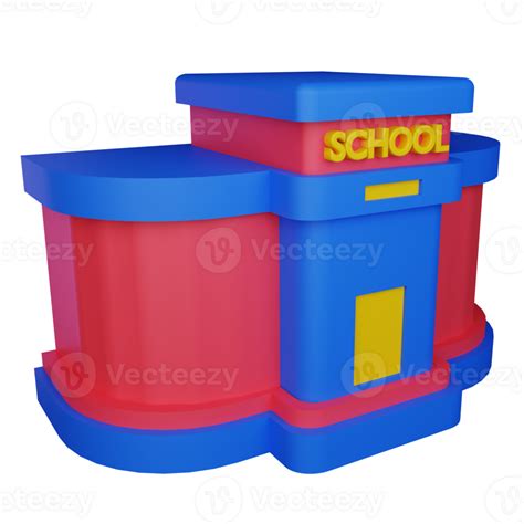 3d illustration school building icon on transparent background ...