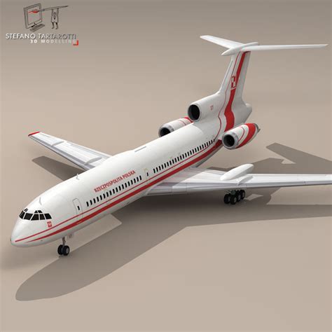 polish tu-154 airliner aircraft 3d model