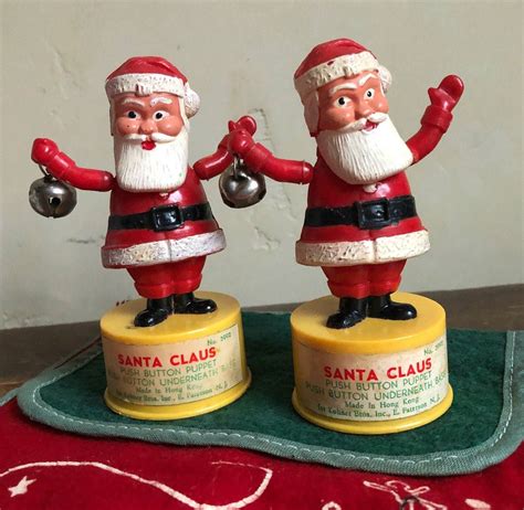 Vintage Santa Claus Push Button Puppets with Bells Kohner | Etsy | Vintage christmas ornaments ...