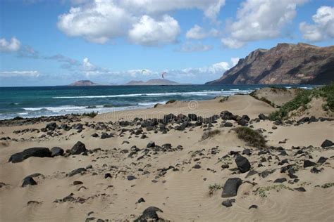 Famara beach, Lanzarote stock photo. Image of kiting, famara - 9728682