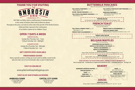 Ambrosia Diner menus in Catskill, New York, United States